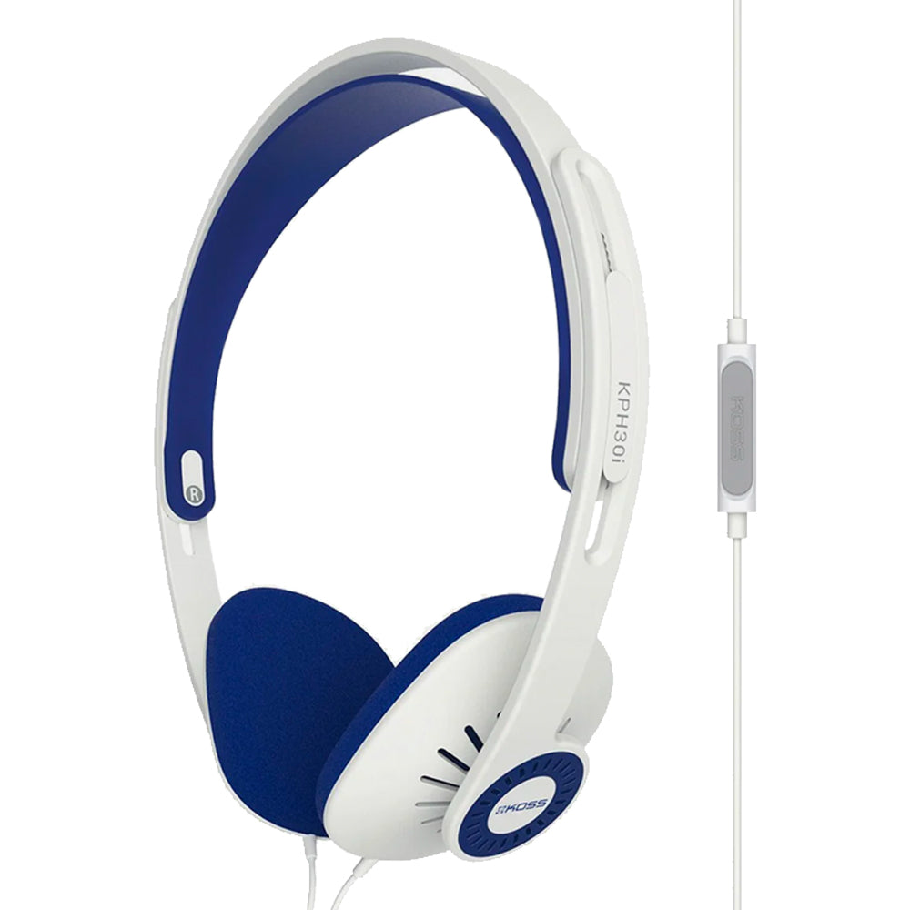 Koss KPH30iW White On Ear Headphones with In-Line Microphone