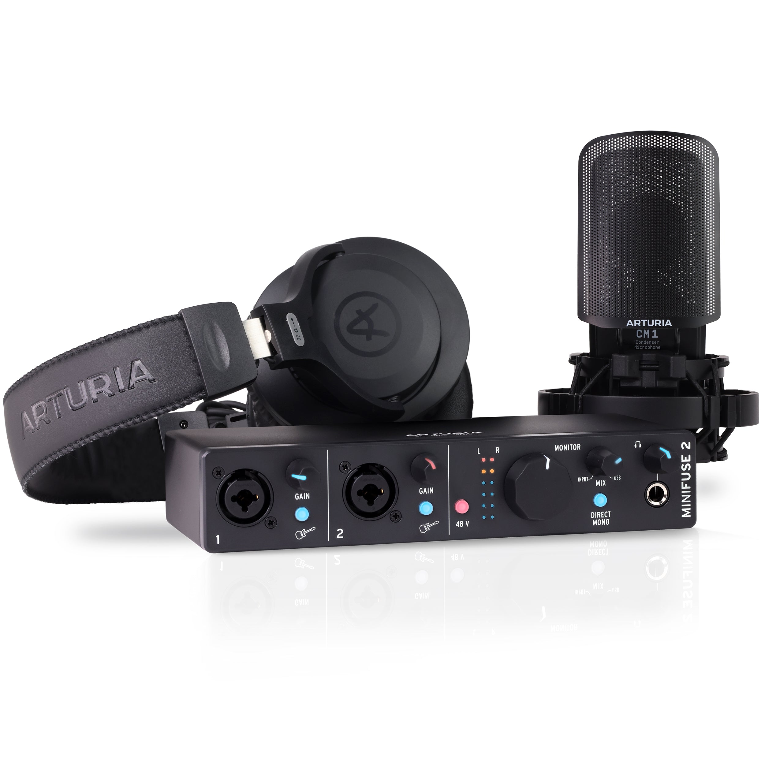 Arturia MINIFUSE2BK 2 in/ 2 out USB 2 Interface Black with CM1 Mic and EF1 Headphones