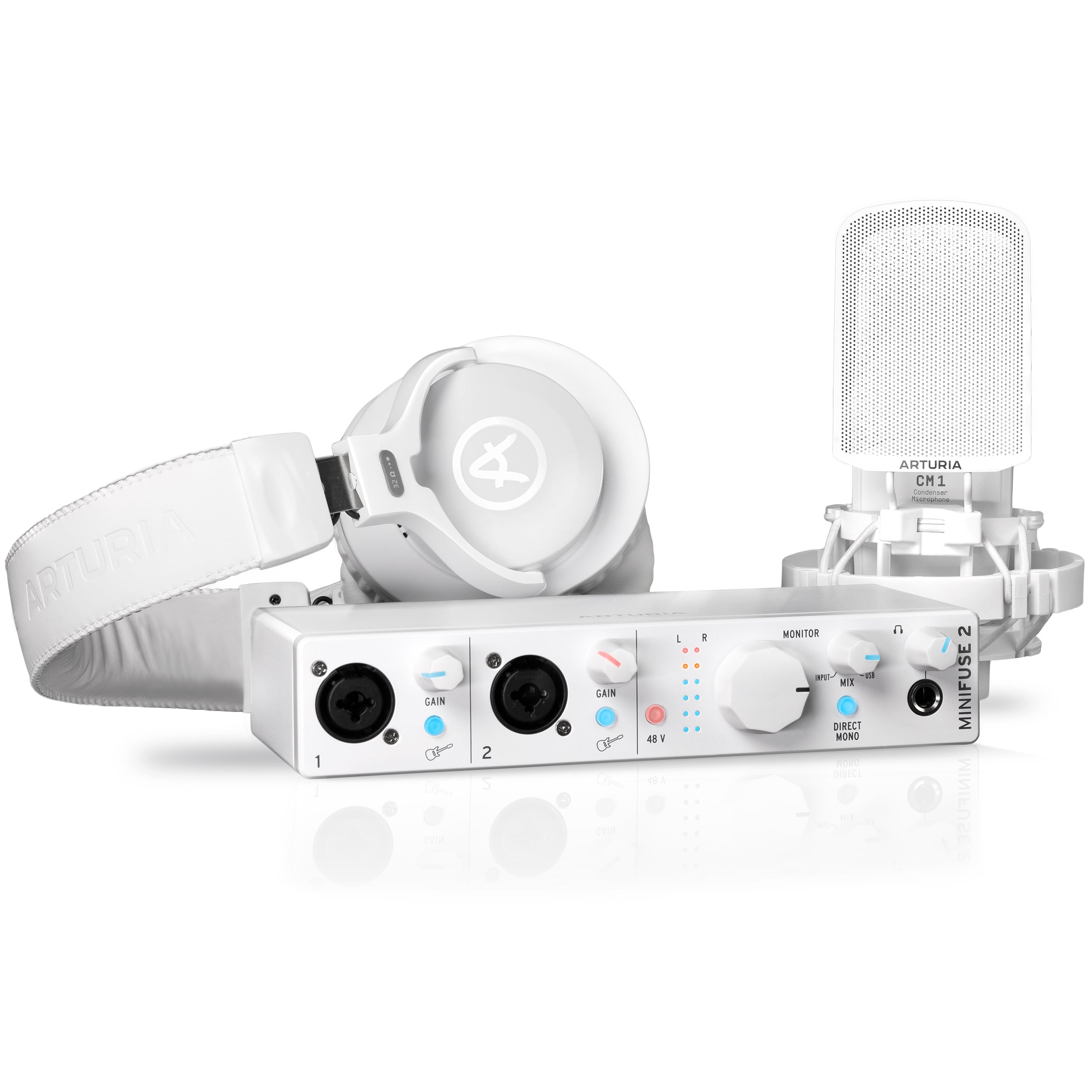 Arturia MINIFUSE2WH 2 in/ 2 out USB 2 Interface White with CM1 Mic and EF1 Headphones