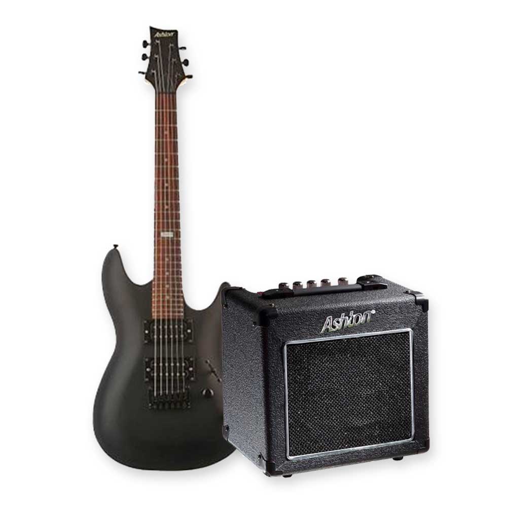 Ashton Joey Backstage Mini Guitar with GA10 Amp Beginner Pack - Black