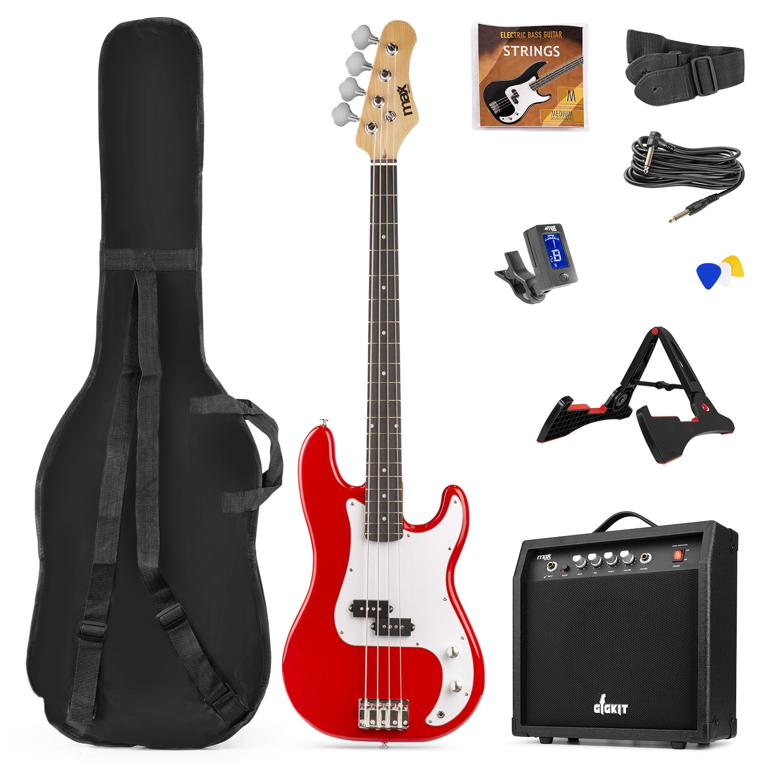 MAX  GigKit Bass Guitar Pack Red