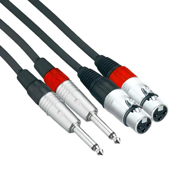 Connex XFJM-3T Pro XLR Female to Jack Male Cable Twin 3m