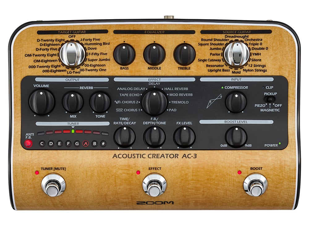 Zoom AC-3 Acoustic Creator Guitar Effect Pedal DI